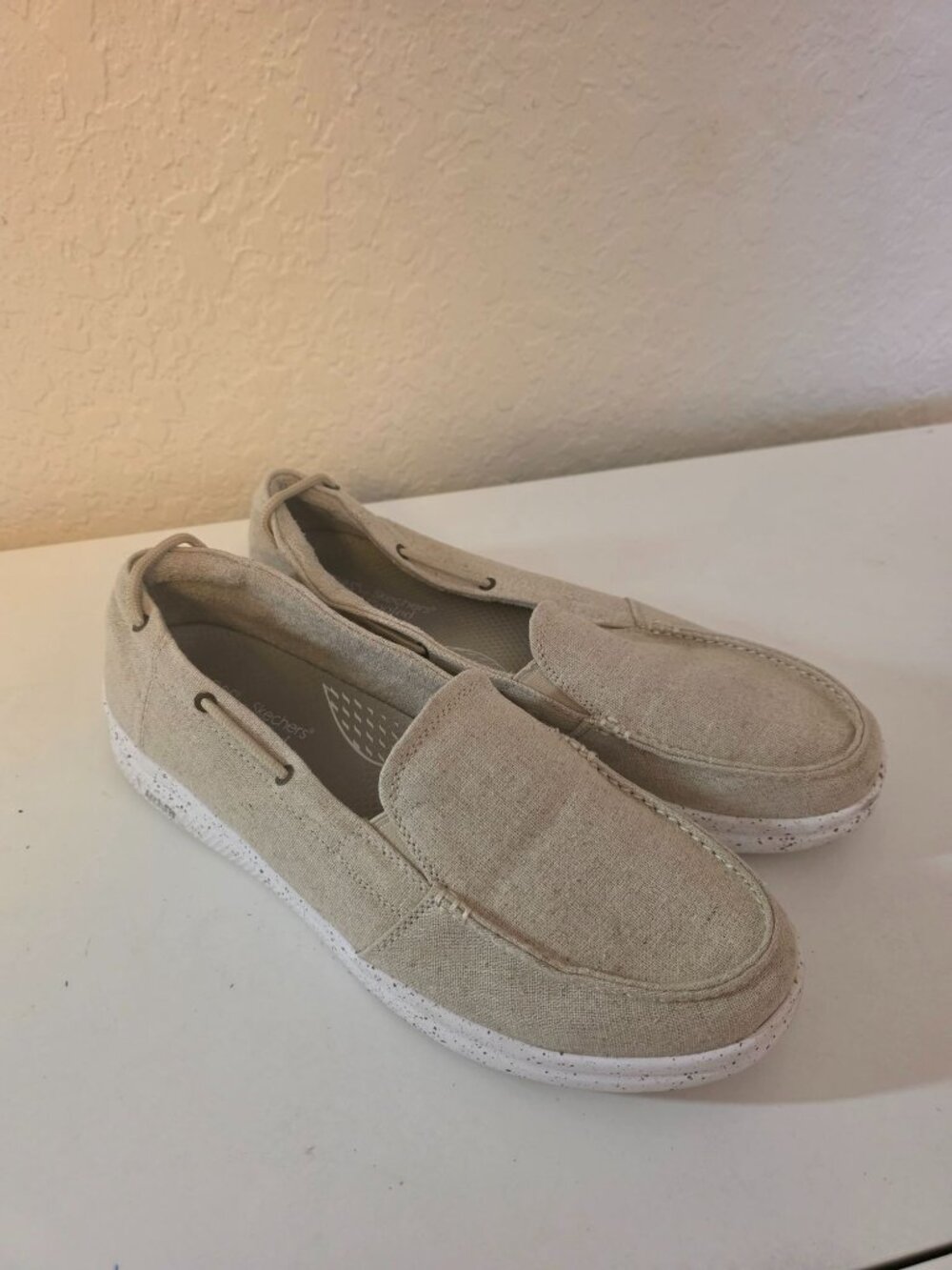 Skechers Bobs Skipper Archfit Tan Boat Shoes comfort Loafers ladies size 11